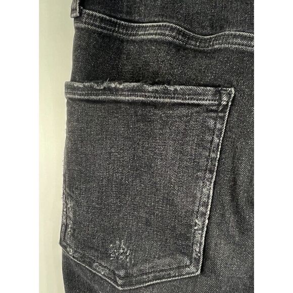 AGOLDE High Rise Black Jeans Crop Distressed Raw Hem Sophie Sz 25 Skinny Grunge - Picture 6 of 13